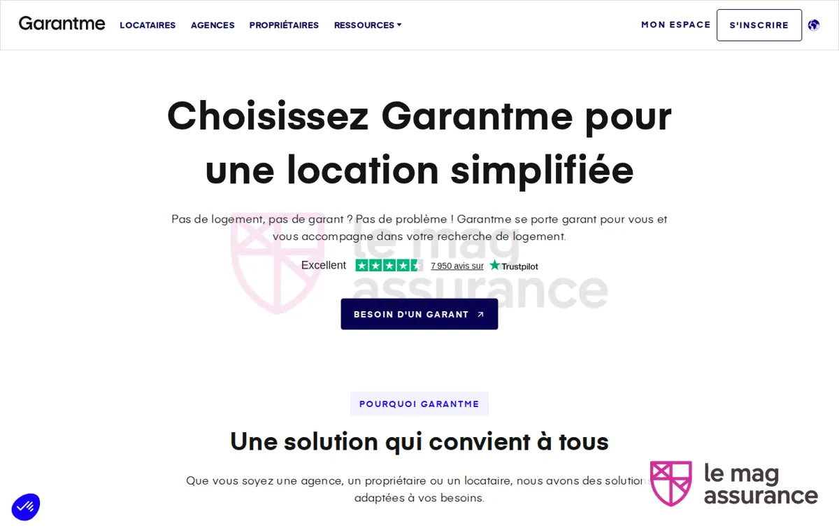 Capture : Garantme : Trouver un garant pour votre location en France